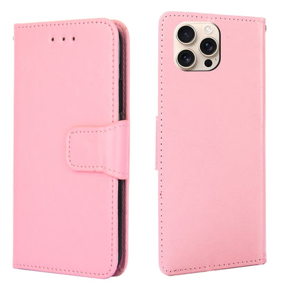For iPhone 16 Pro Max Crystal Texture Leather Phone Case(Pink) by buy2fix