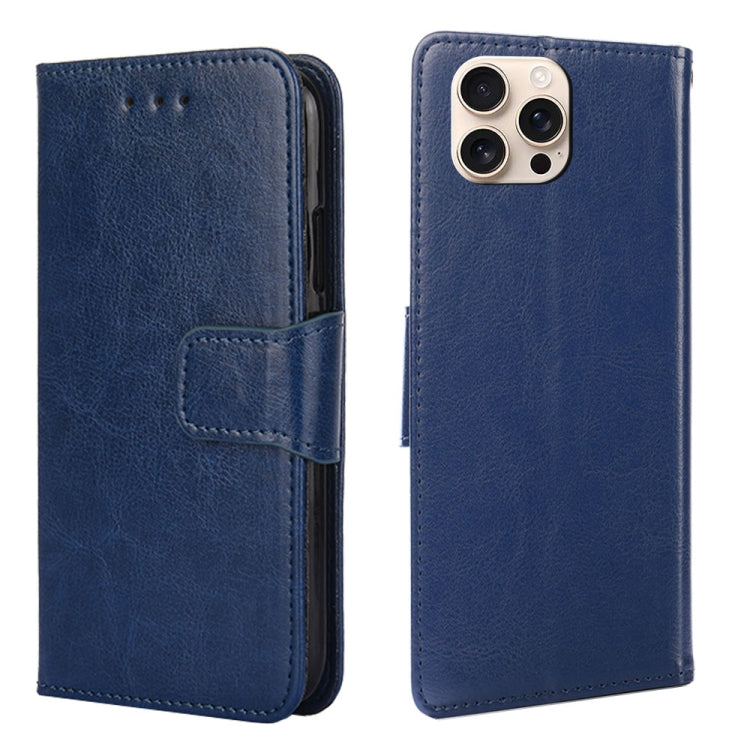 For iPhone 16 Pro Max Crystal Texture Leather Phone Case(Royal Blue) by buy2fix