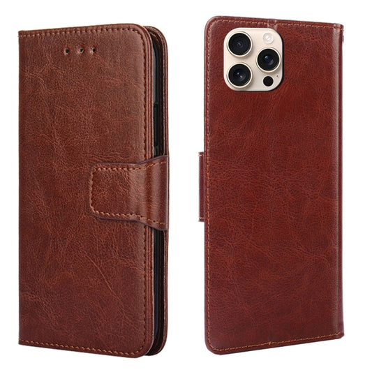 For iPhone 16 Pro Max Crystal Texture Leather Phone Case(Brown) by buy2fix