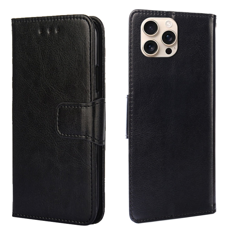 For iPhone 16 Pro Max Crystal Texture Leather Phone Case(Black) by buy2fix