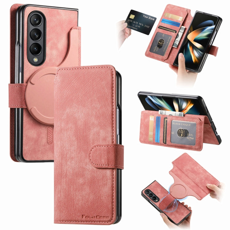 For Samsung Galaxy Z Fold4 CaseNeo MagSafe RFID Anti-theft Retro Leather Phone Case(Pink) - Galaxy Z Fold4 5G Cases by CaseNeo | Online Shopping UK | buy2fix