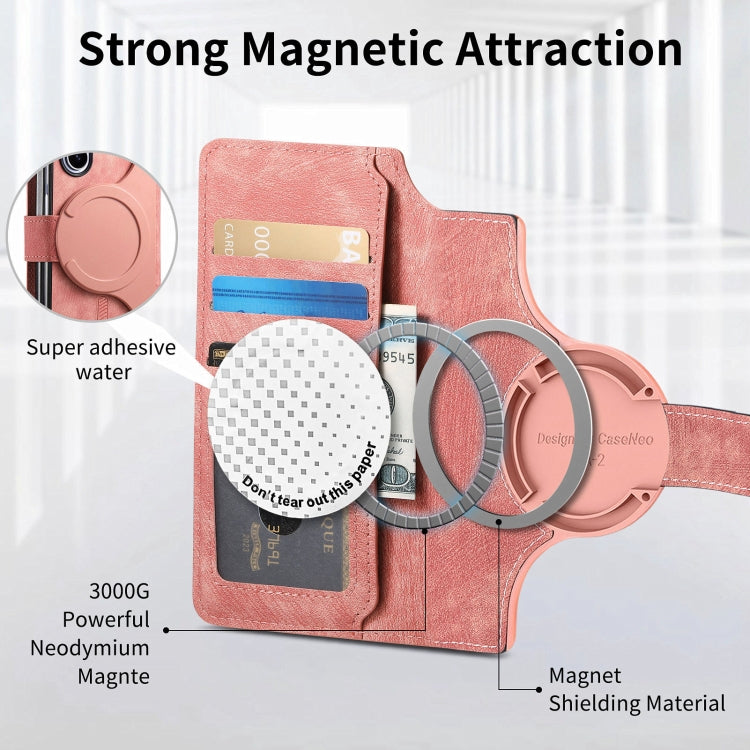 For Samsung Galaxy Z Fold3 CaseNeo MagSafe RFID Anti-theft Retro Leather Phone Case(Pink) - Galaxy Phone Cases by CaseNeo | Online Shopping UK | buy2fix