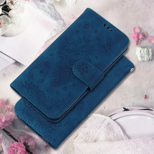 For Samsung Galaxy S25 5G Butterfly Rose Embossed Leather Phone Case(Blue) by buy2fix