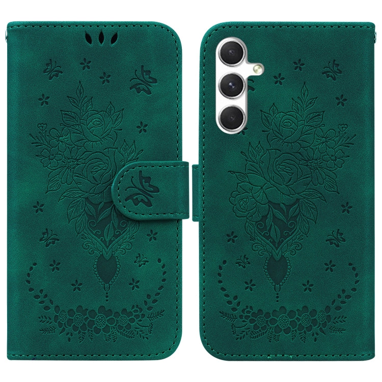 For Samsung Galaxy S25 5G Butterfly Rose Embossed Leather Phone Case(Green) by buy2fix