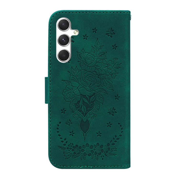 For Samsung Galaxy S25 5G Butterfly Rose Embossed Leather Phone Case(Green) by buy2fix