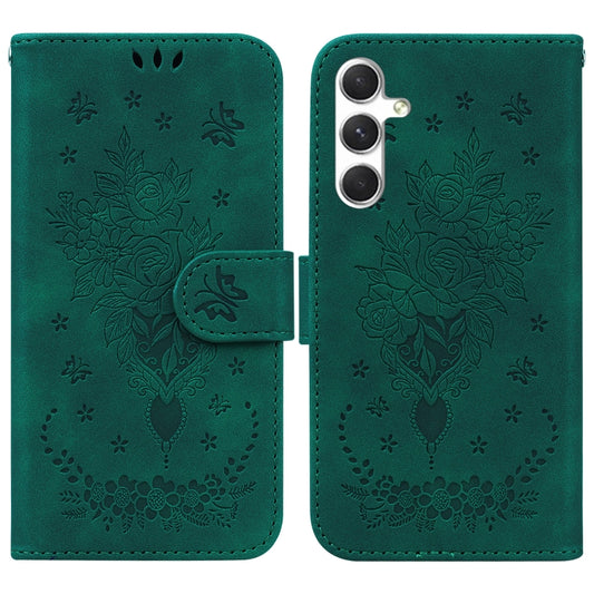 For Samsung Galaxy S25+ 5G Butterfly Rose Embossed Leather Phone Case(Green) by buy2fix