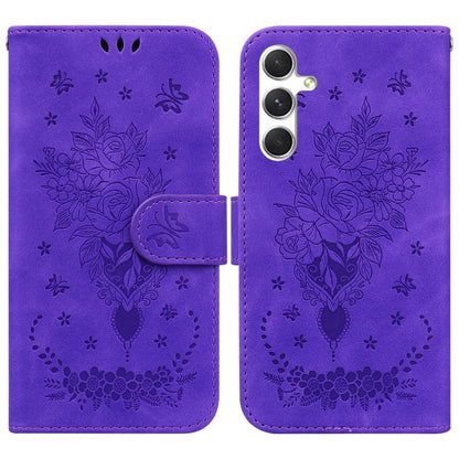 For Samsung Galaxy S25+ 5G Butterfly Rose Embossed Leather Phone Case(Purple) by buy2fix