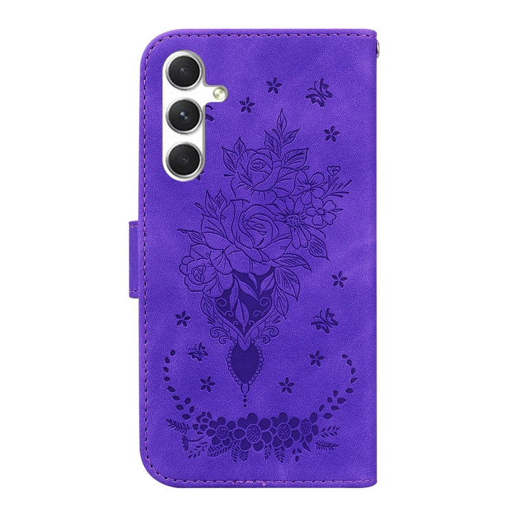 For Samsung Galaxy S25+ 5G Butterfly Rose Embossed Leather Phone Case(Purple) by buy2fix