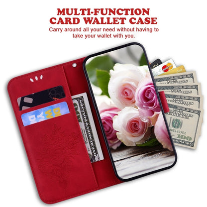 For Samsung Galaxy S25+ 5G Butterfly Rose Embossed Leather Phone Case(Red) by buy2fix