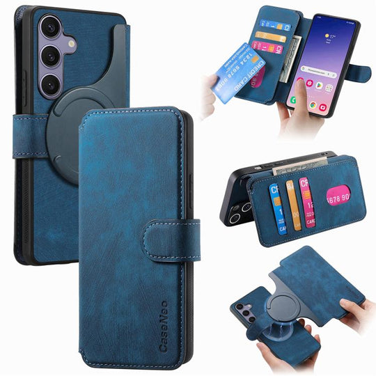 For Galaxy S25 FE 5G CaseNeo MagSafe RFID Anti-theft Retro Leather Phone Case(Blue)