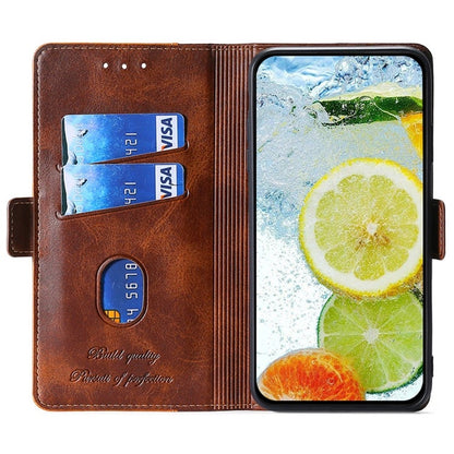 For iPhone 16 Pro Max Contrast Color Side Buckle Leather Phone Case(Dark Brown + Gold) by buy2fix