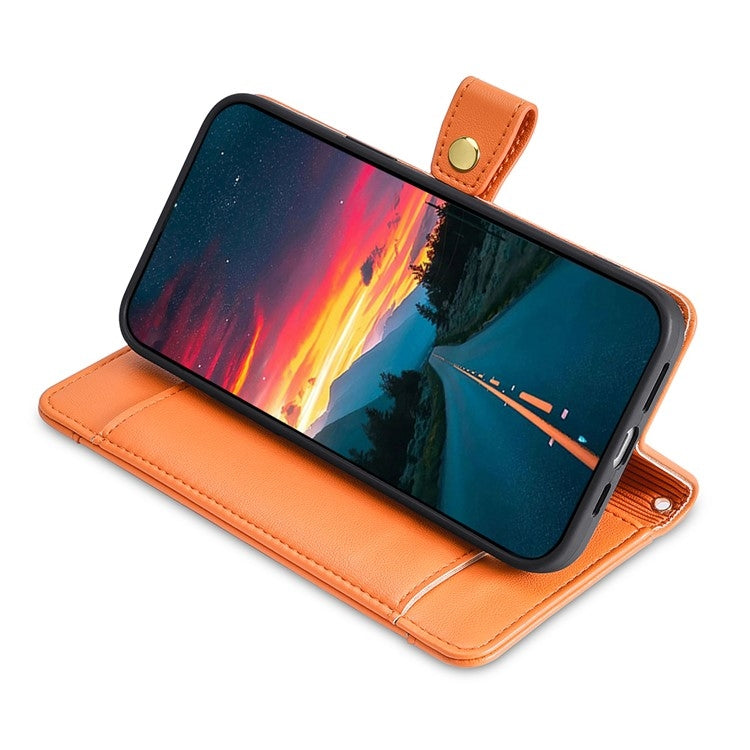 For iPhone 16 Plus Sheep Texture Cross-body Zipper Wallet Leather Phone Case(Orange) - iPhone 16 Plus Cases by buy2fix | Online Shopping UK | buy2fix