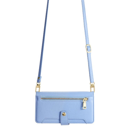 For iPhone 16 Plus Sheep Texture Cross-body Zipper Wallet Leather Phone Case(Blue) - iPhone 16 Plus Cases by buy2fix | Online Shopping UK | buy2fix
