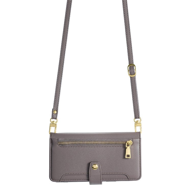 For iPhone 16 Pro Sheep Texture Cross-body Zipper Wallet Leather Phone Case(Grey) - iPhone 16 Pro Cases by buy2fix | Online Shopping UK | buy2fix