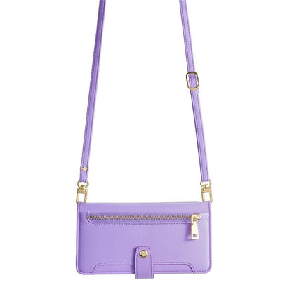 For iPhone 16e Sheep Texture Cross-body Zipper Wallet Leather Phone Case(Purple) - iPhone 16e Cases by buy2fix | Online Shopping UK | buy2fix