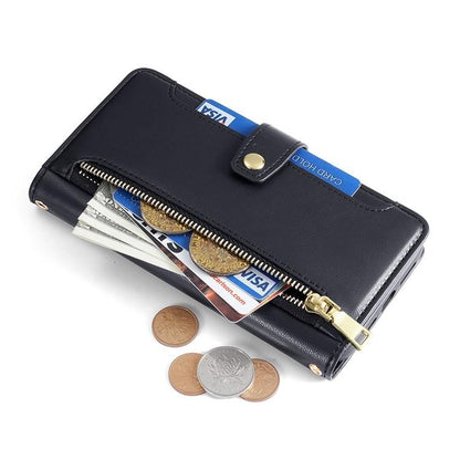 For iPhone XS Max Sheep Texture Cross-body Zipper Wallet Leather Phone Case(Black) - More iPhone Cases by buy2fix | Online Shopping UK | buy2fix
