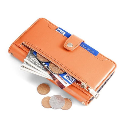 For iPhone XS Max Sheep Texture Cross-body Zipper Wallet Leather Phone Case(Orange) - More iPhone Cases by buy2fix | Online Shopping UK | buy2fix