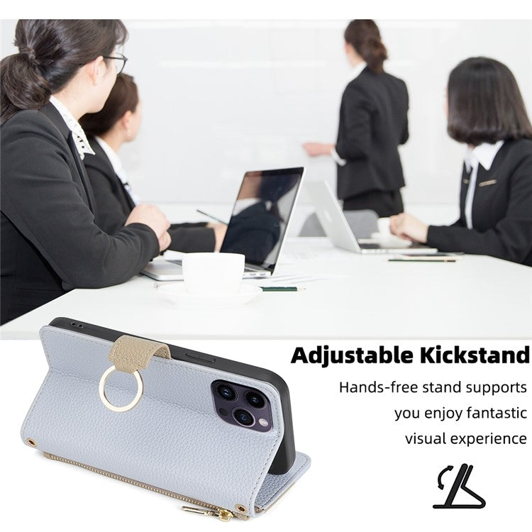 For iPhone 16 Pro Max Crossbody Litchi Texture Leather Phone Case(Blue) by buy2fix