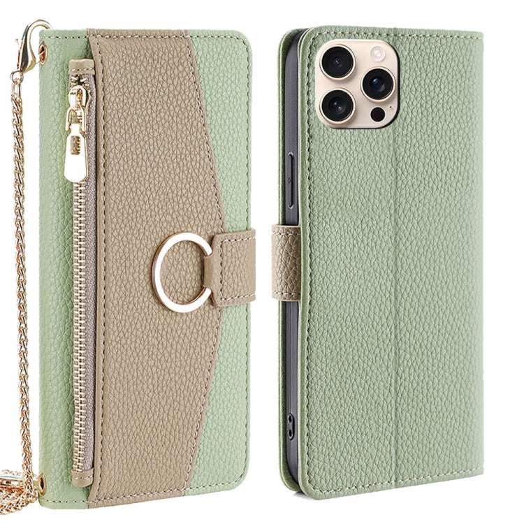 For iPhone 16 Pro Max Crossbody Litchi Texture Leather Phone Case(Green) by buy2fix