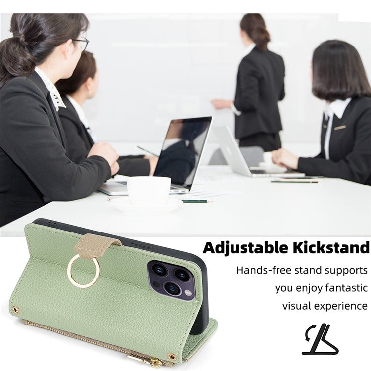 For iPhone 16 Pro Max Crossbody Litchi Texture Leather Phone Case(Green) by buy2fix