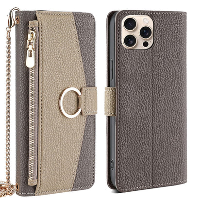 For iPhone 16 Pro Max Crossbody Litchi Texture Leather Phone Case(Grey) by buy2fix