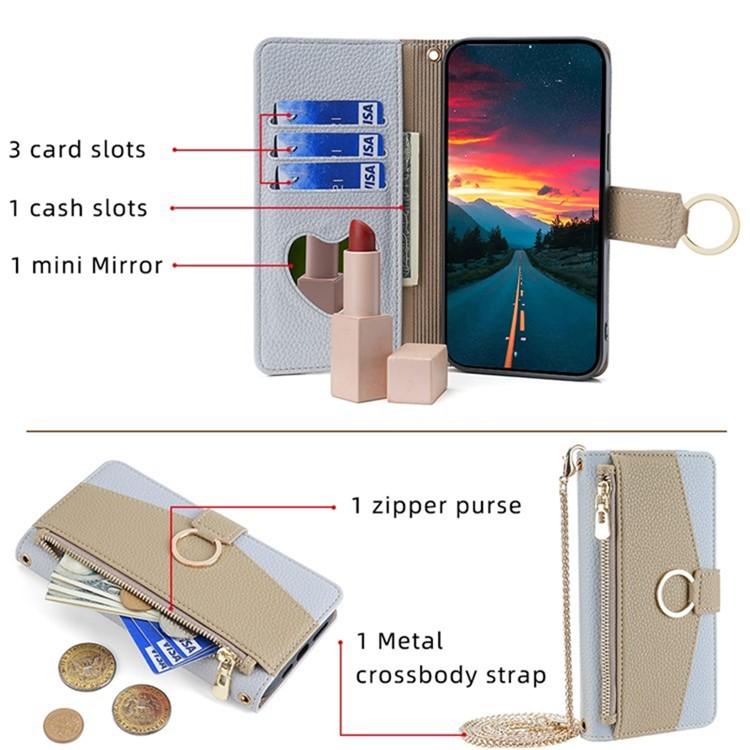 For iPhone 16e Crossbody Litchi Texture Leather Phone Case(Blue) - iPhone 16e Cases by buy2fix | Online Shopping UK | buy2fix