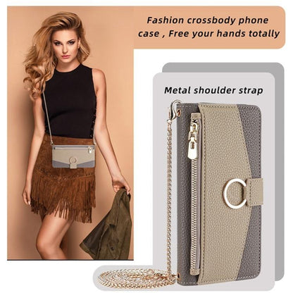 For iPhone 16e Crossbody Litchi Texture Leather Phone Case(Grey) - iPhone 16e Cases by buy2fix | Online Shopping UK | buy2fix