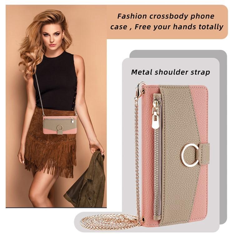 For iPhone 16e Crossbody Litchi Texture Leather Phone Case(Pink) - iPhone 16e Cases by buy2fix | Online Shopping UK | buy2fix