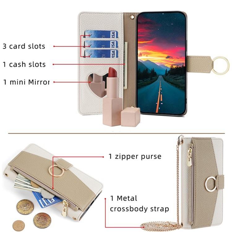 For iPhone 16e Crossbody Litchi Texture Leather Phone Case(White) - iPhone 16e Cases by buy2fix | Online Shopping UK | buy2fix