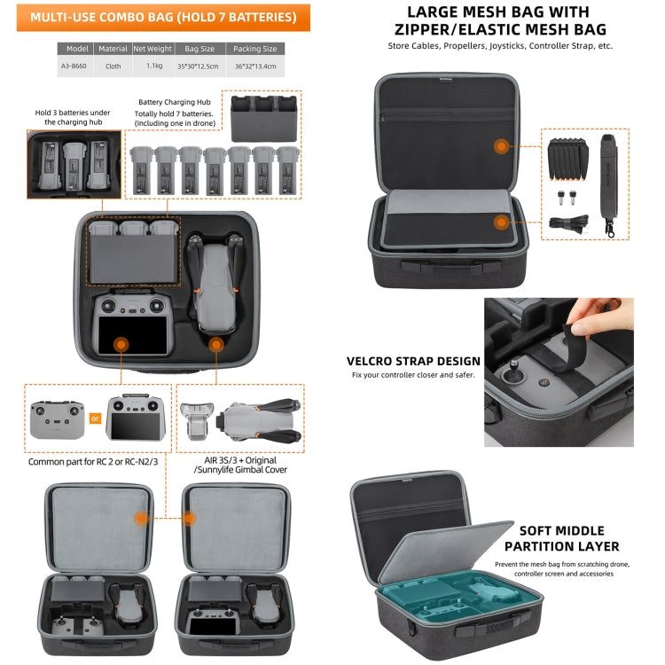 Sunnylife Carrying Case Bag, Model:A3-B658 Drone Body Bag - Backpacks & Bags by Sunnylife | Online Shopping UK | buy2fix