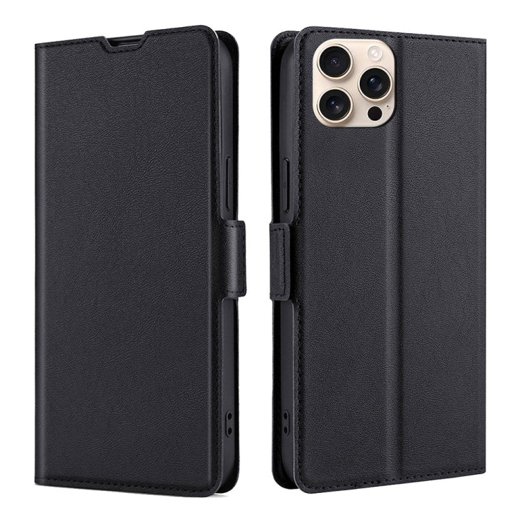 For iPhone 16 Pro Max Ultra-thin Voltage Side Buckle Horizontal Flip Leather Phone Case(Black) by buy2fix