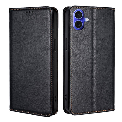 For iPhone 16 Plus Gloss Oil Solid Color Magnetic Leather Phone Case(Black) by buy2fix