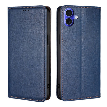 For iPhone 16 Plus Gloss Oil Solid Color Magnetic Leather Phone Case(Blue) by buy2fix