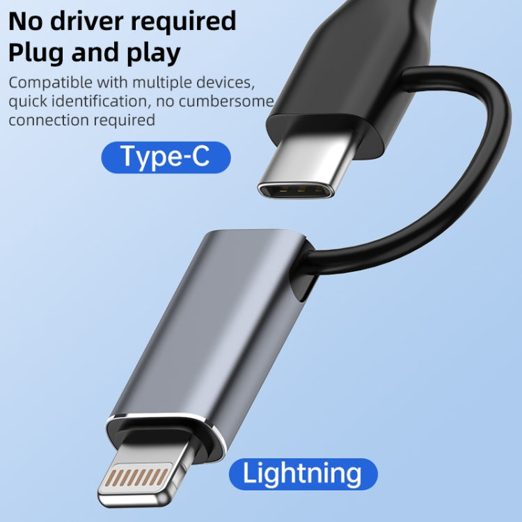 ADS-619 2 in 1 Type-C and 8 Pin to USB 3.0 OTG Adapter(Black) - OTG Adapter by buy2fix | Online Shopping UK | buy2fix