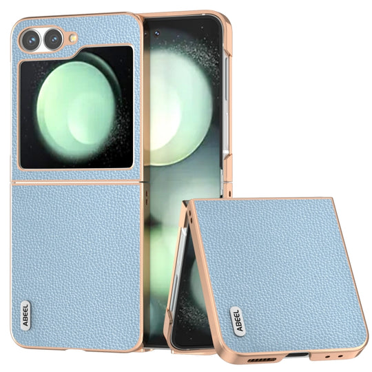 For Samsung Galaxy Z Flip6 / Flip7 FE ABEEL Genuine Leather Mino Series Nano Plating Phone Case(Blue)