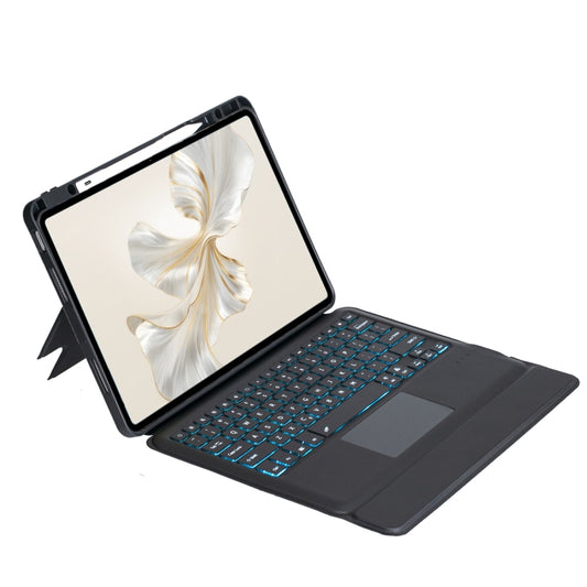 For Honor Pad 9 Pro / Pad V8 Pro Detachable Backlit Bluetooth Keyboard Leather Case with Touchpad(Black) - Huawei Keyboard by buy2fix | Online Shopping UK | buy2fix