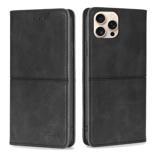 For iPhone 16 Pro Max Cow Texture Magnetic Leather Phone Case(Black) by buy2fix