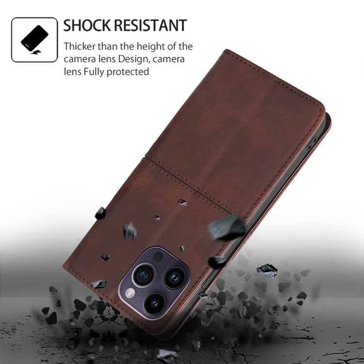For iPhone 16 Pro Max Cow Texture Magnetic Leather Phone Case(Dark Brown) by buy2fix
