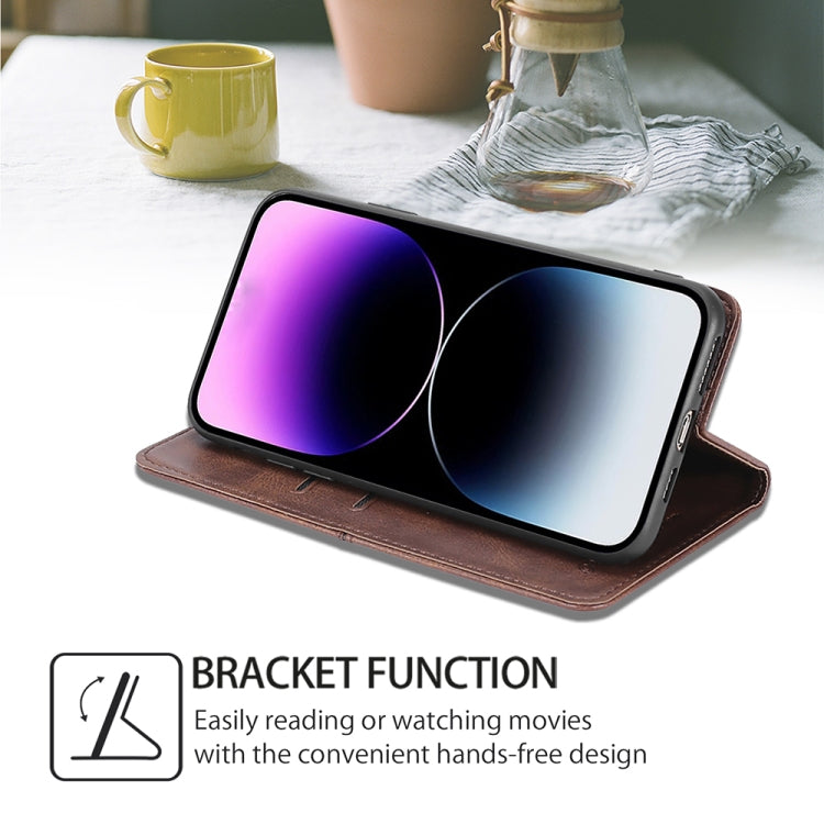 For iPhone 16 Pro Max Cow Texture Magnetic Leather Phone Case(Dark Brown) by buy2fix