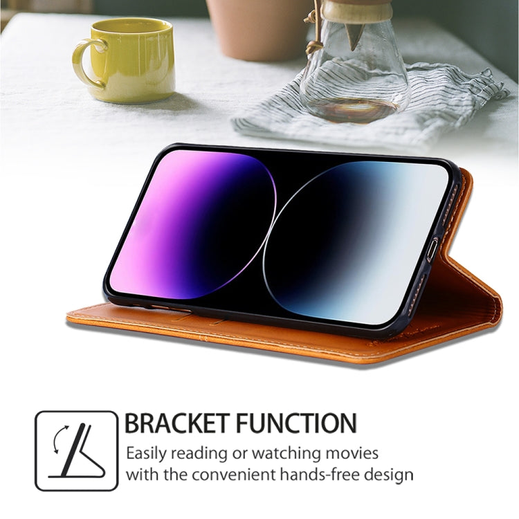 For iPhone 16 Pro Max Cow Texture Magnetic Leather Phone Case(Light Brown) by buy2fix