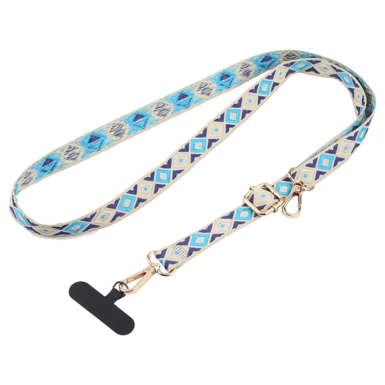 Retro Ethnic Style Crossbody Long Lanyard Mobile Phone Anti-lost Neck Lanyard(Blue) - Lanyards & Wrist Straps by buy2fix | Online Shopping UK | buy2fix