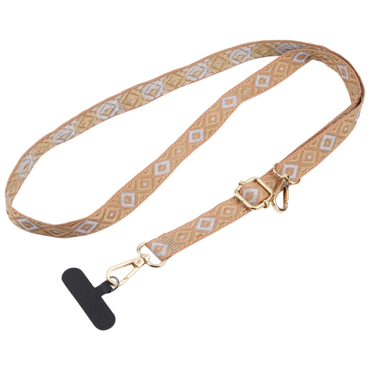 Retro Ethnic Style Crossbody Long Lanyard Mobile Phone Anti-lost Neck Lanyard(Khaki) - Lanyards & Wrist Straps by buy2fix | Online Shopping UK | buy2fix