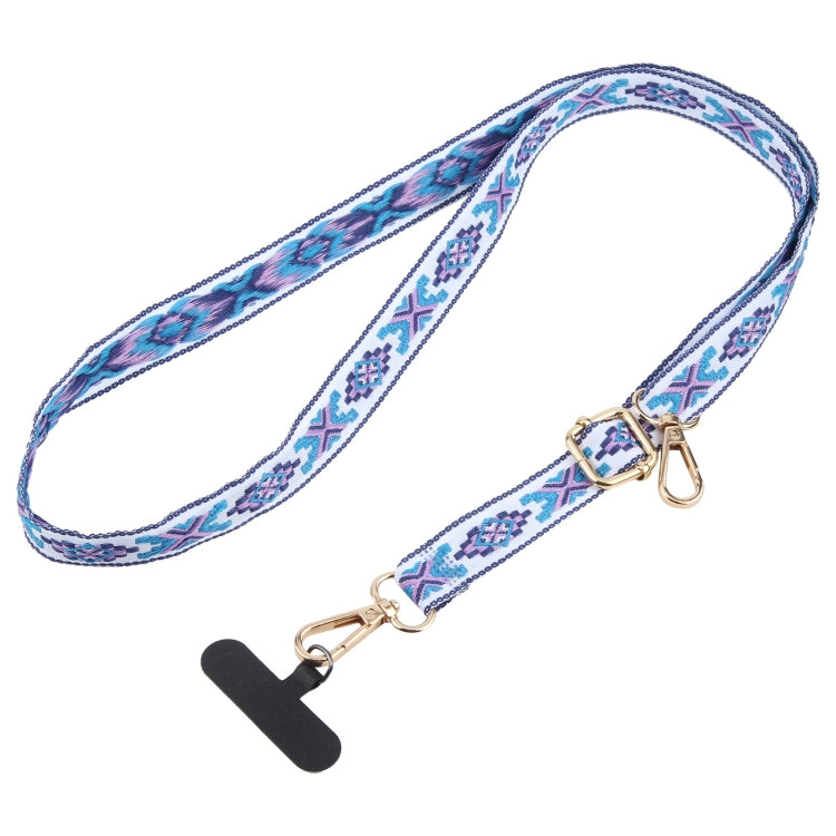 Retro Ethnic Style Crossbody Long Lanyard Mobile Phone Anti-lost Neck Lanyard(Blue White) - Lanyards & Wrist Straps by buy2fix | Online Shopping UK | buy2fix