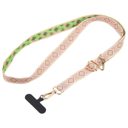 Retro Ethnic Style Crossbody Long Lanyard Mobile Phone Anti-lost Neck Lanyard(Pink Brown) - Lanyards & Wrist Straps by buy2fix | Online Shopping UK | buy2fix