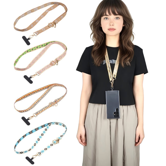 Retro Ethnic Style Crossbody Long Lanyard Mobile Phone Anti-lost Neck Lanyard(Blue White) - Lanyards & Wrist Straps by buy2fix | Online Shopping UK | buy2fix