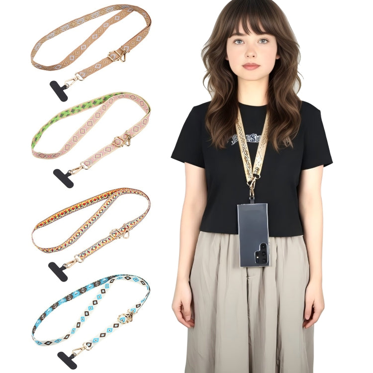 Retro Ethnic Style Crossbody Long Lanyard Mobile Phone Anti-lost Neck Lanyard(Blue) - Lanyards & Wrist Straps by buy2fix | Online Shopping UK | buy2fix