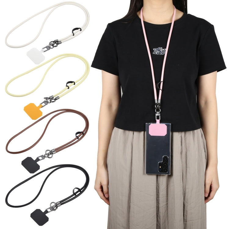 Leather Crossbody Phone Lanyard Anti-lost Long Lanyard(Yellow) - Lanyards & Wrist Straps by buy2fix | Online Shopping UK | buy2fix