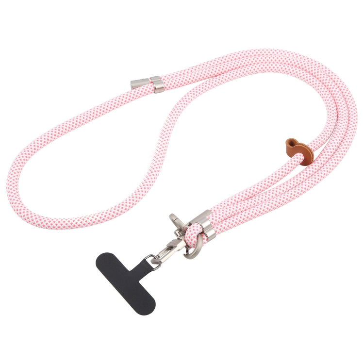 8mm Silver Buckle Adjustable Anti-lost Crossbody Mobile Phone Neck Lanyard(Pink White) - Lanyards & Wrist Straps by buy2fix | Online Shopping UK | buy2fix