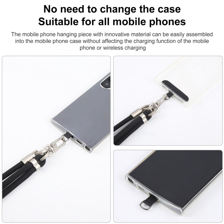 8mm Silver Buckle Adjustable Anti-lost Crossbody Mobile Phone Neck Lanyard(Black White Twill) - Lanyards & Wrist Straps by buy2fix | Online Shopping UK | buy2fix