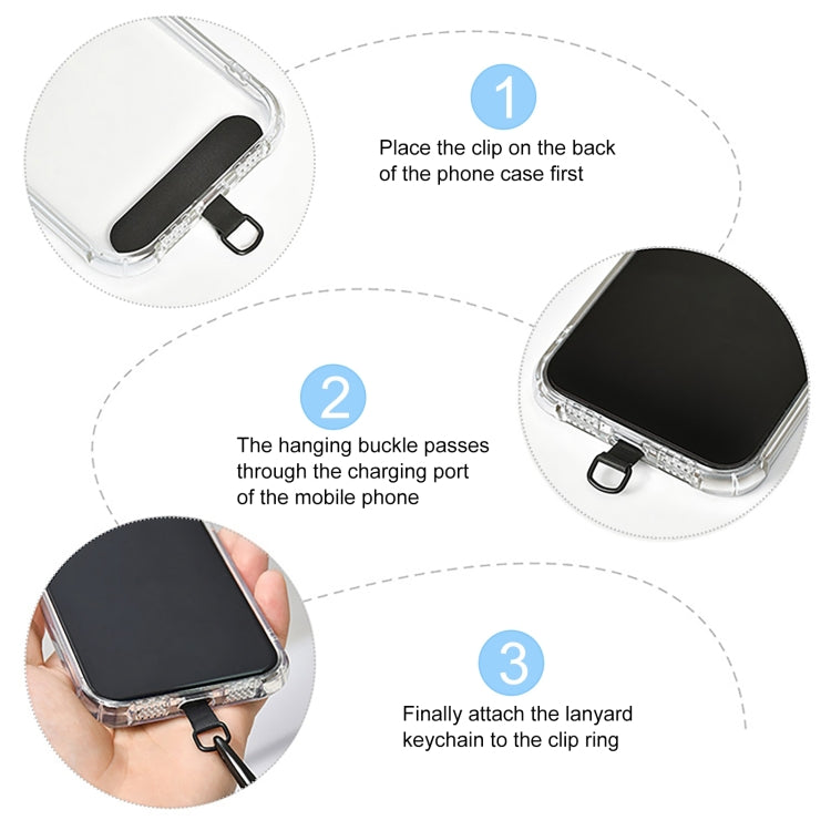 8mm Silver Buckle Adjustable Anti-lost Crossbody Mobile Phone Neck Lanyard(Black White Twill) - Lanyards & Wrist Straps by buy2fix | Online Shopping UK | buy2fix